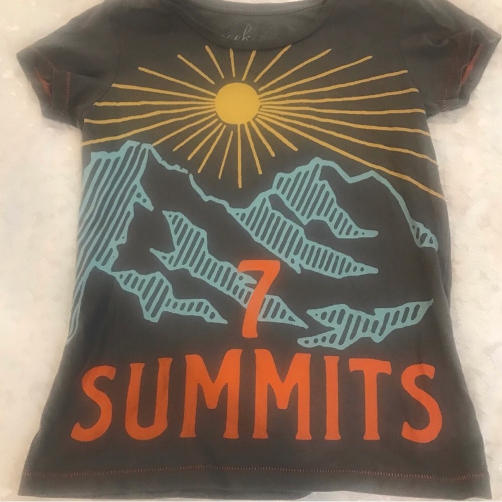 Peek Kids Gray '7 Summits' Graphic Tee with Yellow Sun Size 12